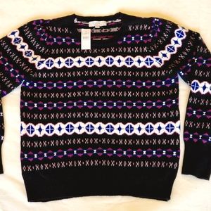 Ann Taylor Loft Women's Fair Isle Puff Sleeve Sweater